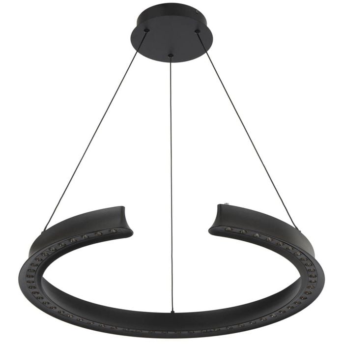 Telbix Lucid Modern Pendant Hanging Lamp Light Aluminium Metal Pvc Black Matte