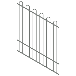 ProtectorAl 0350-1200W x 1500H Palladium Silver Loop Top Pool Fence Panel Raked 16-30º