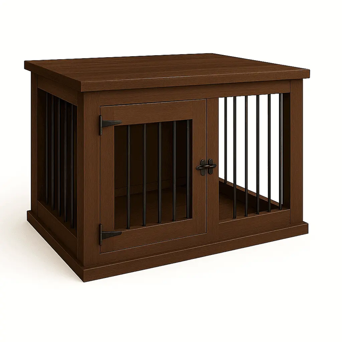Paws and Willow Single Espresso with Espresso Top Wooden Dog Crate Hinged Door with Bars