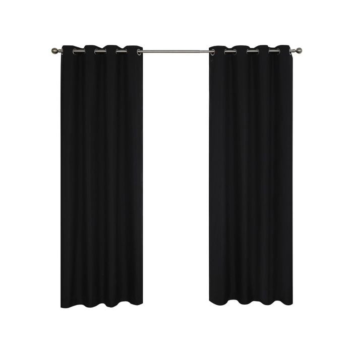 Windoware 240 x 223cm Jet Black Multi Eyelet Blockout Curtain - 1 Pack