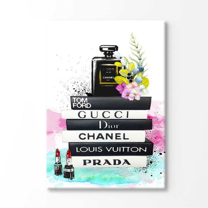 Luxury Flower Perfume Bottle Fashion Books Print 100% Australian Made 120x90cm (Stretched Canvas)