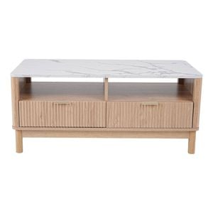 Natural Coffee Table with 2 Tier Shelf