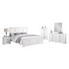 5 Pieces Bedroom Suite in Solid Wood & MDF Queen Size White Colour Bed, Bedside Table, Dresser & Tallboy