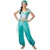 Princess Jasmine Halloween Costume for Adults – Disney Aladdin Fancy Dress with Top, Pants, and Accessories, Blue Colour, Large