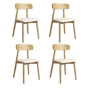 Levede 4pc Solid Wood Dining Chairs - Natrual