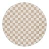 Loopsie-200cm X 200cm-jazine Cream And Brown Chequered Washable Round Rug