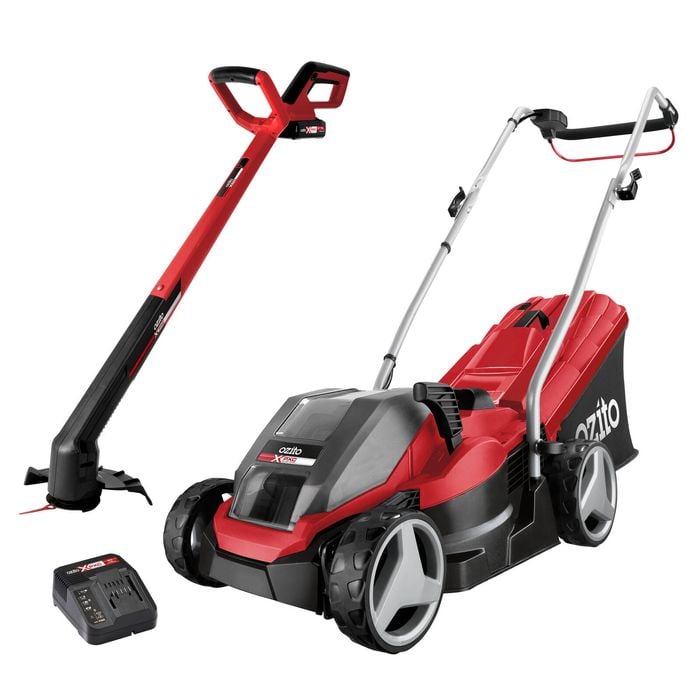 Ozito PXC 36V (2 x 18V) 330mm Lawn Mower and 18V 240mm Grass Trimmer Kit 4.0Ah PLMGTK-3640