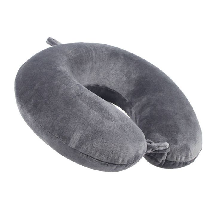 Catzon Travel Pillow Memory Foam Lightweight Portable Headrest-Dark Grey