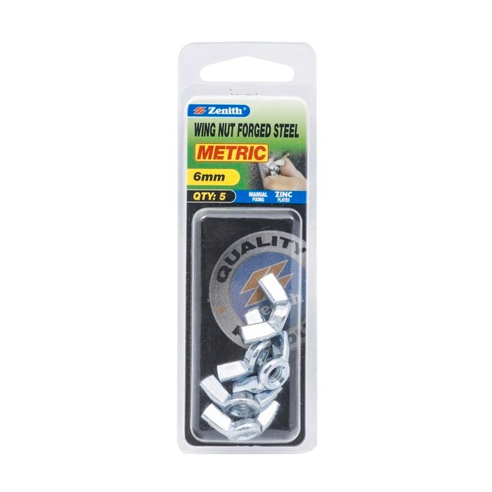 Zenith M6 Zinc Plated Forged Wing Nut - 5 Pack