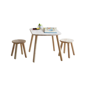 Natural Signature 2 Seater Raw Natural 3 Piece Smart Kids Table and Stool Set