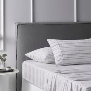 Accessorize Bedroom Collection Single White Accessorize Weathered Stripe Cotton Flannelette Sheet Set