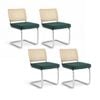 Artiss Dining Chairs Set of 4 Velvet Rattan Cantilever Green