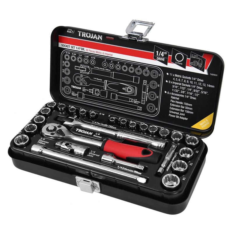 26 Piece 1/4" Socket Tin Set TJQ28820