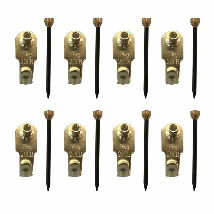 Everhang 8kg Brass Plated Picture Hanging Angle Drives - 8 Pack