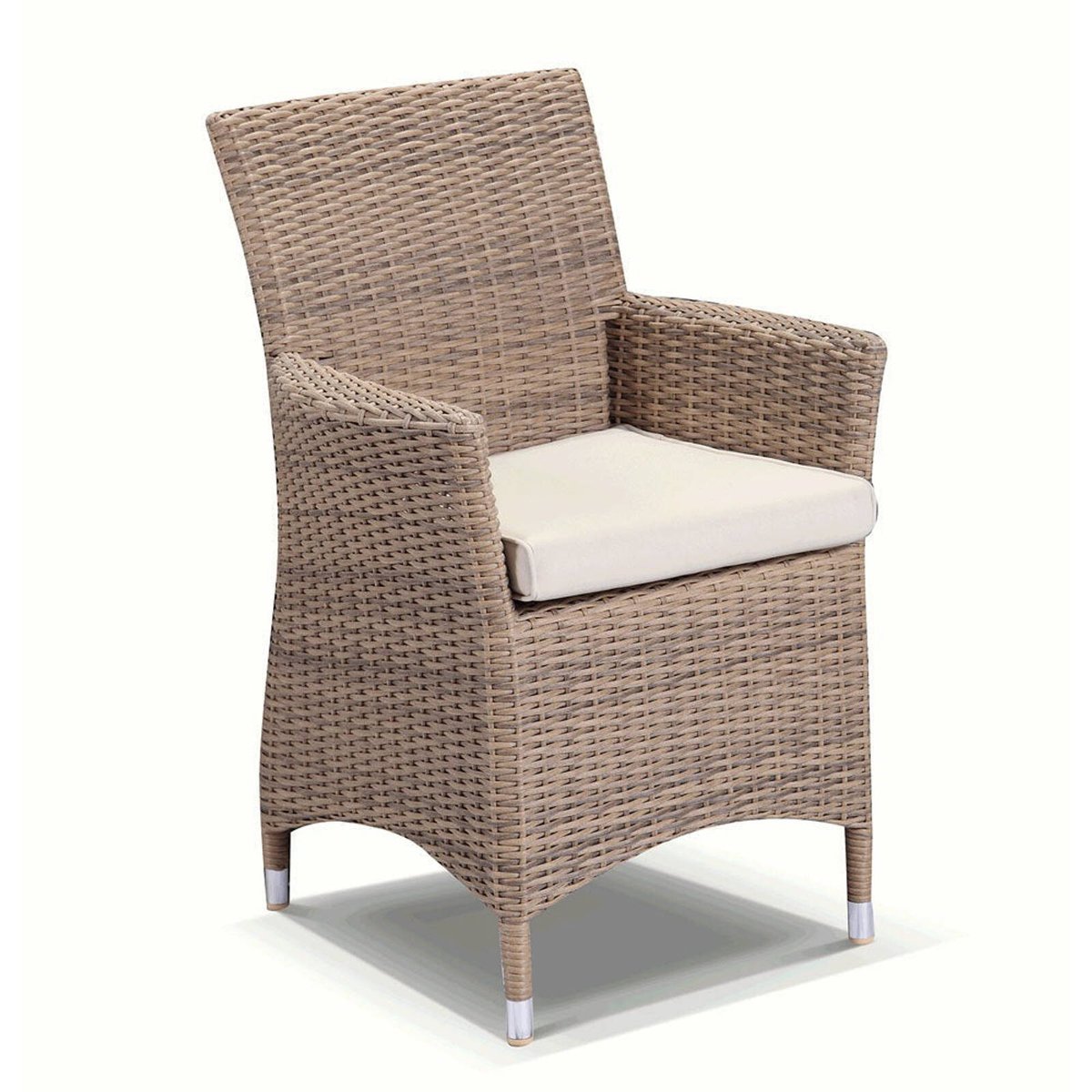 Roman Outdoor Wicker Dining Arm Chair Brushed Wheat - Cream - Bunnings Australia