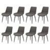 Familand Dining Chairs Set of 8 Padded Seat Kitchen Living Room Chair Leather in Grey