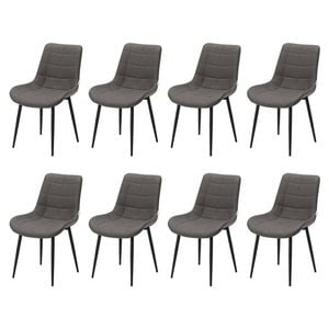 Familand Dining Chairs Set of 8 Padded Seat Kitchen Living Room Chair Leather in Grey