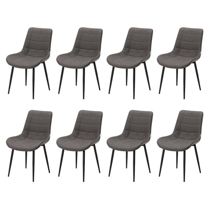 Familand Dining Chairs Set of 8 Padded Seat Kitchen Living Room Chair Leather in Grey