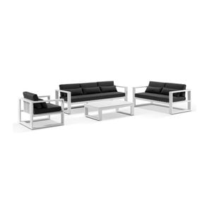 Santorini 3+2+1 Outdoor Lounge Setting With Coffee Table In White
