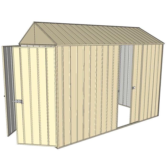 Build-a-Shed 1.5 x 3.0 x 2.3m Single Sliding Side Door Gable Shed - Cream