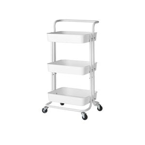 SOGA 3 Tier Steel White Movable Kitchen Cart Storage Organizer
