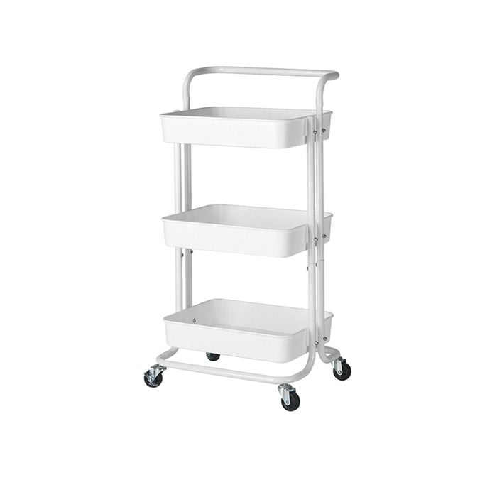 SOGA 3 Tier Steel White Movable Kitchen Cart Storage Organizer