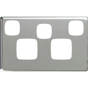 HPM EXCEL Double Powerpoint With Extra Switch Coverplate - Stainless Steel
