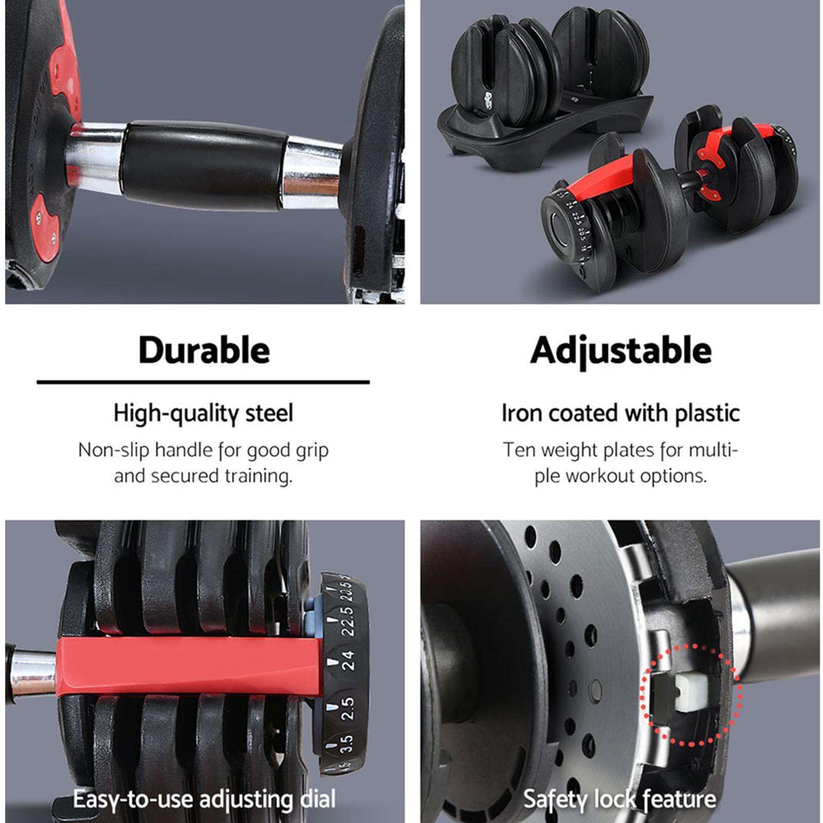Everfit 2Pcs 24kg Adjustable Dumbbell Weight Plates Set Bunnings Australia