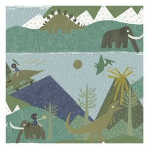 Prehistoric Teal Wallpaper  53cm x 10.05m