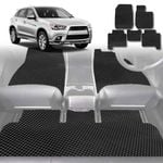 6D Diamond Car Floor Mats for Mitsubishi ASX 2010-Current-Full Set-Black-Outback GT