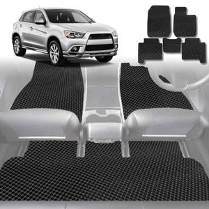 6D Diamond Car Floor Mats for Mitsubishi ASX 2010-2025-Full Set-Black-Outback GT