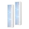 Oikiture 2Pcs LED Display Cabinet Wall Mounted Storage Cupboard Cabinet White