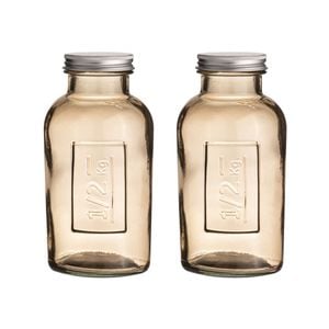 2PK Ladelle Eco Recycled Rustico 500ml Smoke Storage Glass Bottle Container