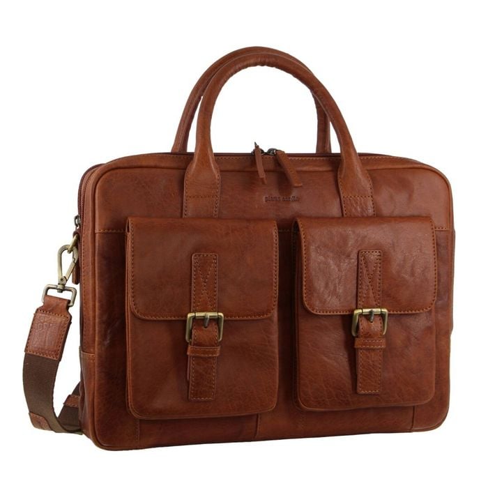 Pierre Cardin Leather Multi-Compartt Business 15" Laptop  Tan