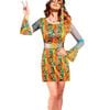 Retro Floral Peace Out Hippie Womens Plus Size 1970s Costume - Xlarge