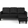 Northland Linen Sofa With Ottoman - Black