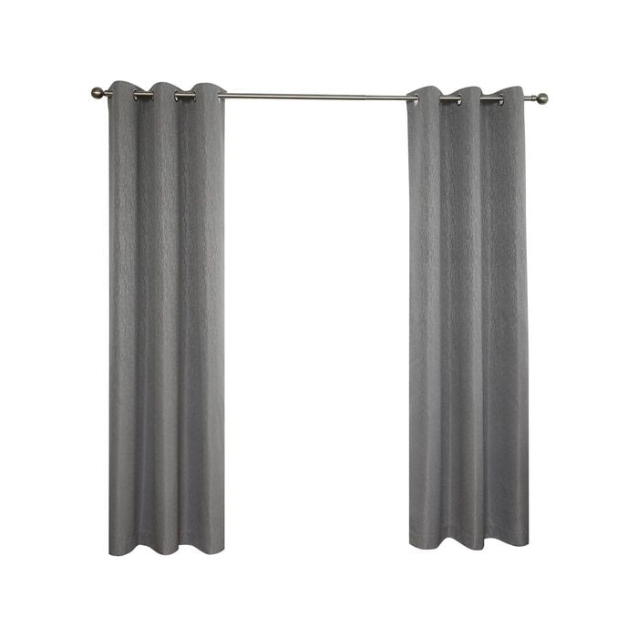 Windoware 120 x 223cm Steel Mali Blockout Eyelet Curtain - 1 Pack - Steel