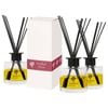 Glass Reed Diffusers - 200ml - Mulled Wine - Pack of 3 Warm Spiced Festive Fragrance with 8 Reeds Each Long Lasting