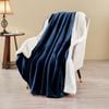 LINENOVA Sherpa Flannelette Blanket Warm Soft For Winter Throw Size - Navy