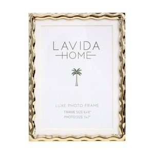 LVD Luxe 6x8 Gold Wavy Iron/ Glass Photo Frame Home Decor 20.5x15.5x1.5cm