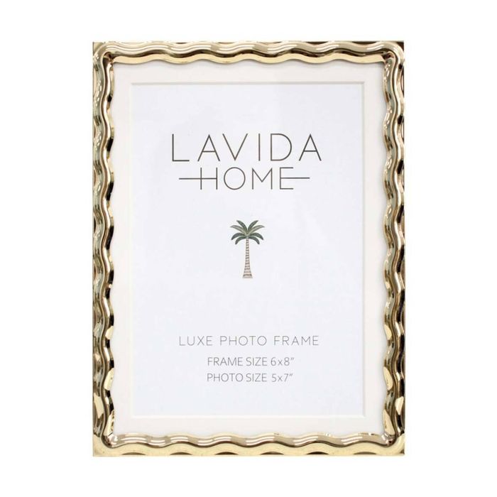 LVD Luxe 6x8 Gold Wavy Iron/ Glass Photo Frame Home Decor 20.5x15.5x1.5cm