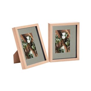 Nicola Spring Shadow Box Frames - 8 x 10" with 4 x 6" Mount - Light Wood - Pack of 2