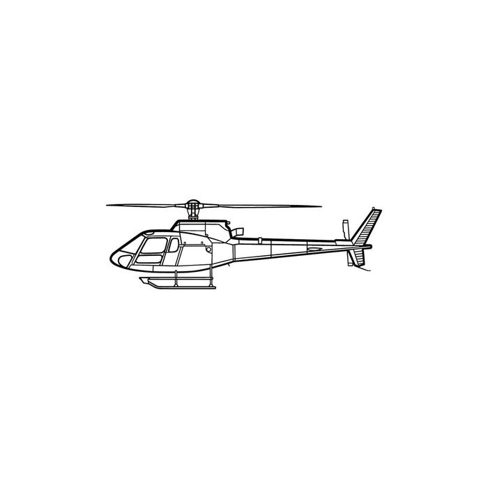 Ignite Laser Eurocopter AStar BA - Light Utility Helicopter Silhouette Metal Wall Art Rustic Metal 23.6 inch - 60 cm