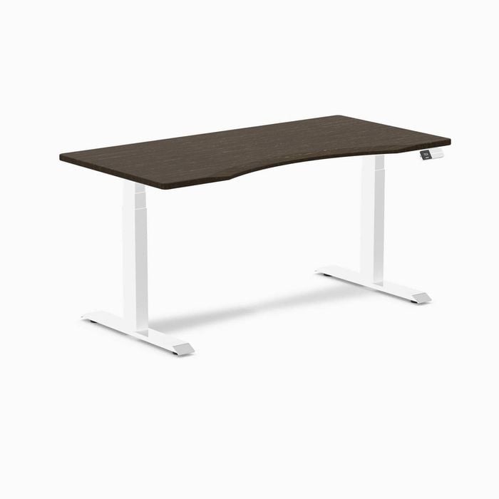 Desky Dual Sit to Stand Ergo Edge Dark Bamboo Desk 1500x750mm White