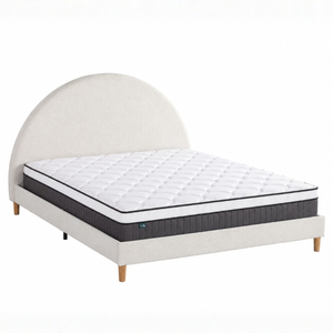 Zinus Double Boucle Upholstered Platform Bed Frame & Pocket Spring Mattress Set, Support iCoil Eurotop