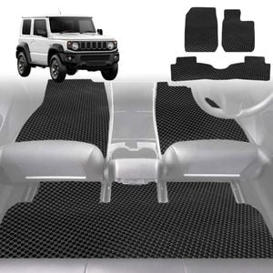 6D Diamond Car Floor Mats for Suzuki Jimny 1998-2018-Full Set-Black-Outback GT