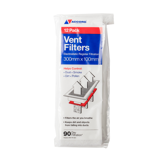 Accord 10 x 30cm White Floor Vent Filters - 12 Pack