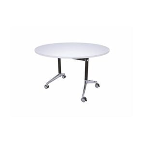Olg Modulus Flip Table Black And Silver Frame White Top 1200mm Diameter