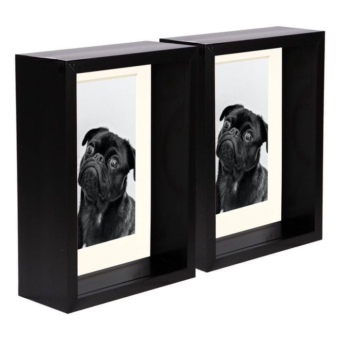 Nicola Spring 5" X 7" Black 3d Deep Box Photo Frames - 4" X 6" Mount - Pack Of 5