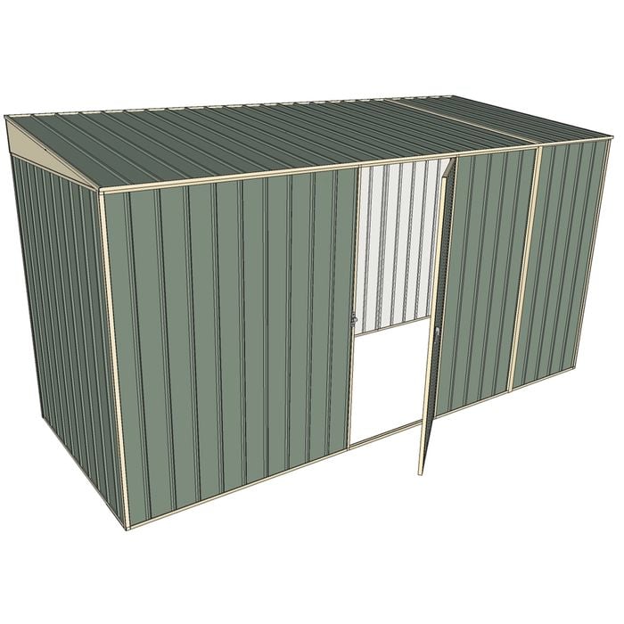 Build-a-Shed 1.5 x 3.7 x 2m Single Hinged Side Door Skillion Shed - Green